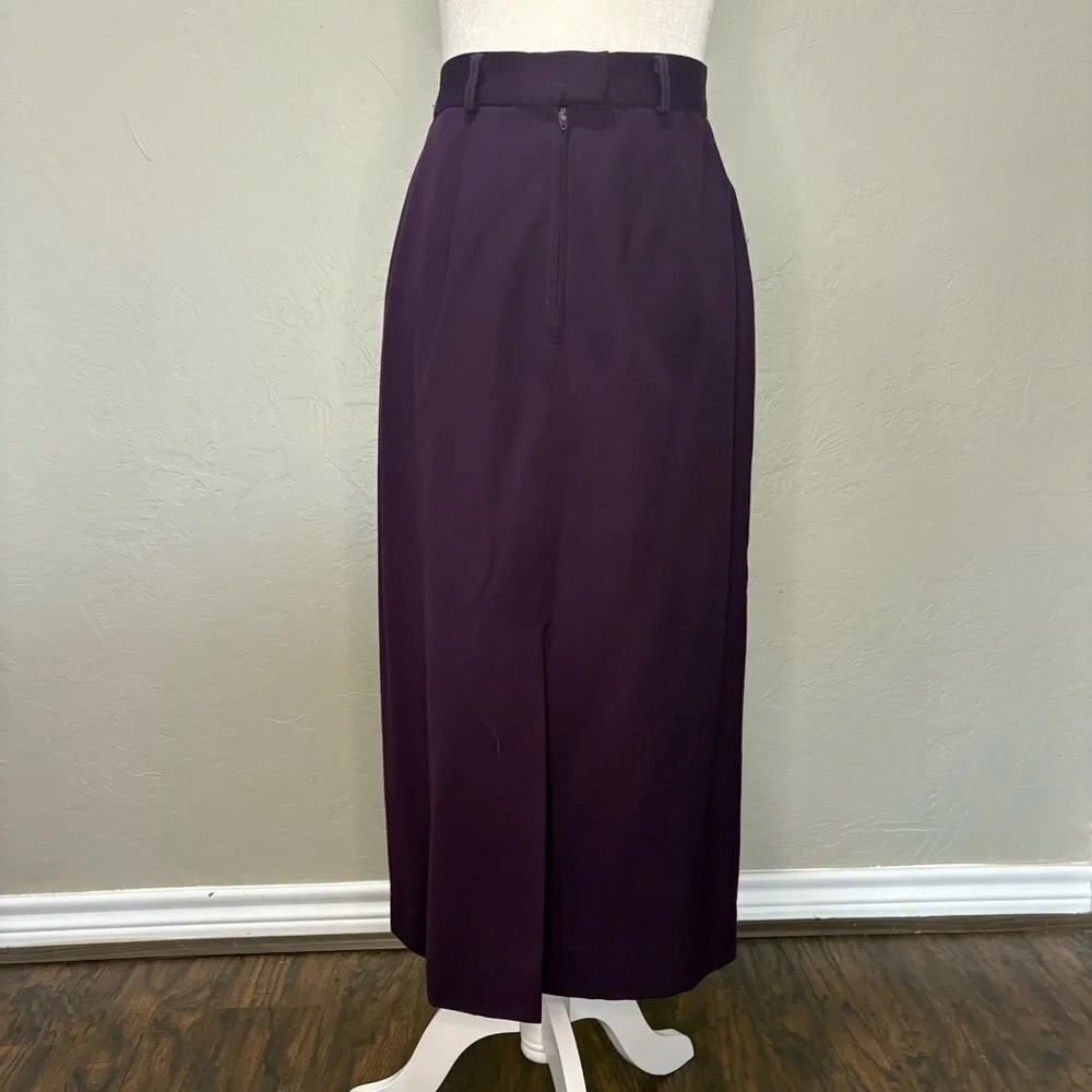 ❤️Vintage JH Collectibles 100% Wool Skirt Purple Midi High Waist Classic - Picture 7 of 13